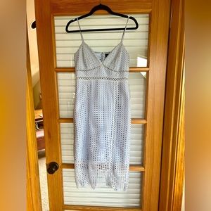 Blue lace Bardot dress, size S/6